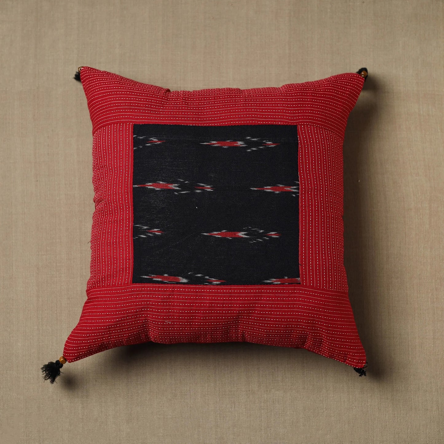 Red - Block Print Cotton Sanganeri Cushion Cover