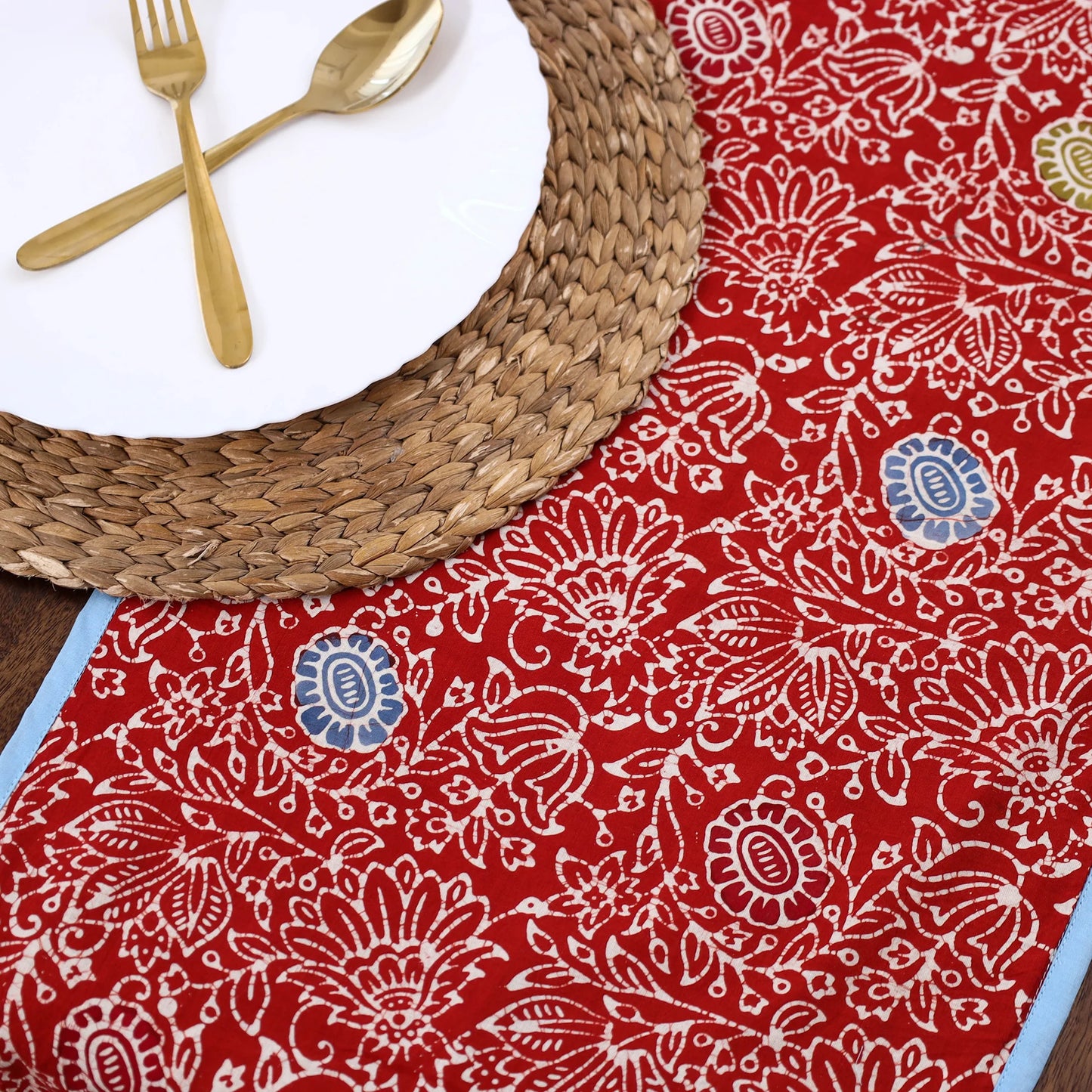 Red - Handmade Cotton Table Runner - SKU / CTR 1