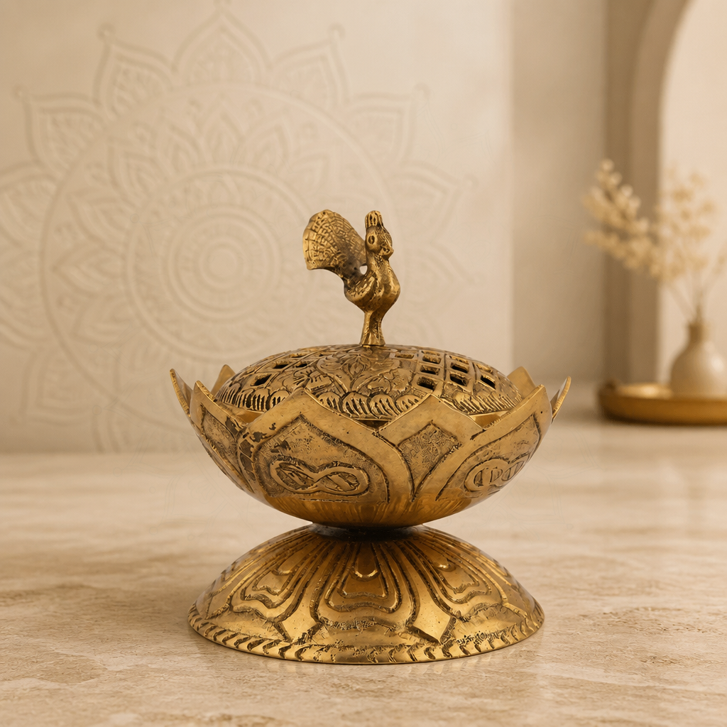 Brass Peacock Dhoop Dani