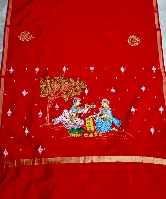 Hand Painted Patachitra Duppatta- SKU / BPD 1